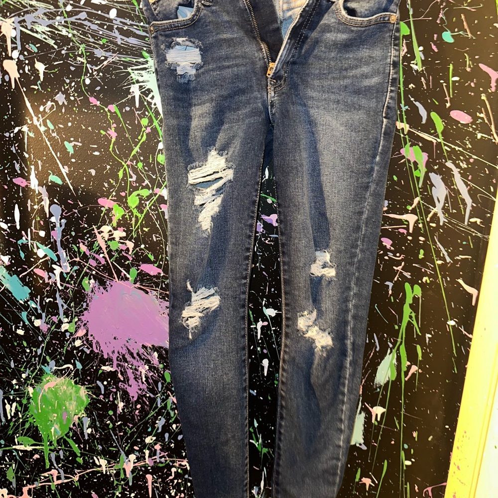 Aeropostale Blue Skinny Distressed Jeans